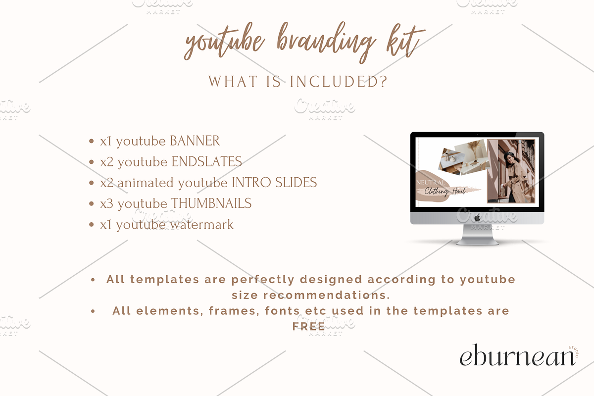 Brown YouTube Branding Kit Canva, a Social Media Template by Studio Eburnean (Photo 3 of 5)