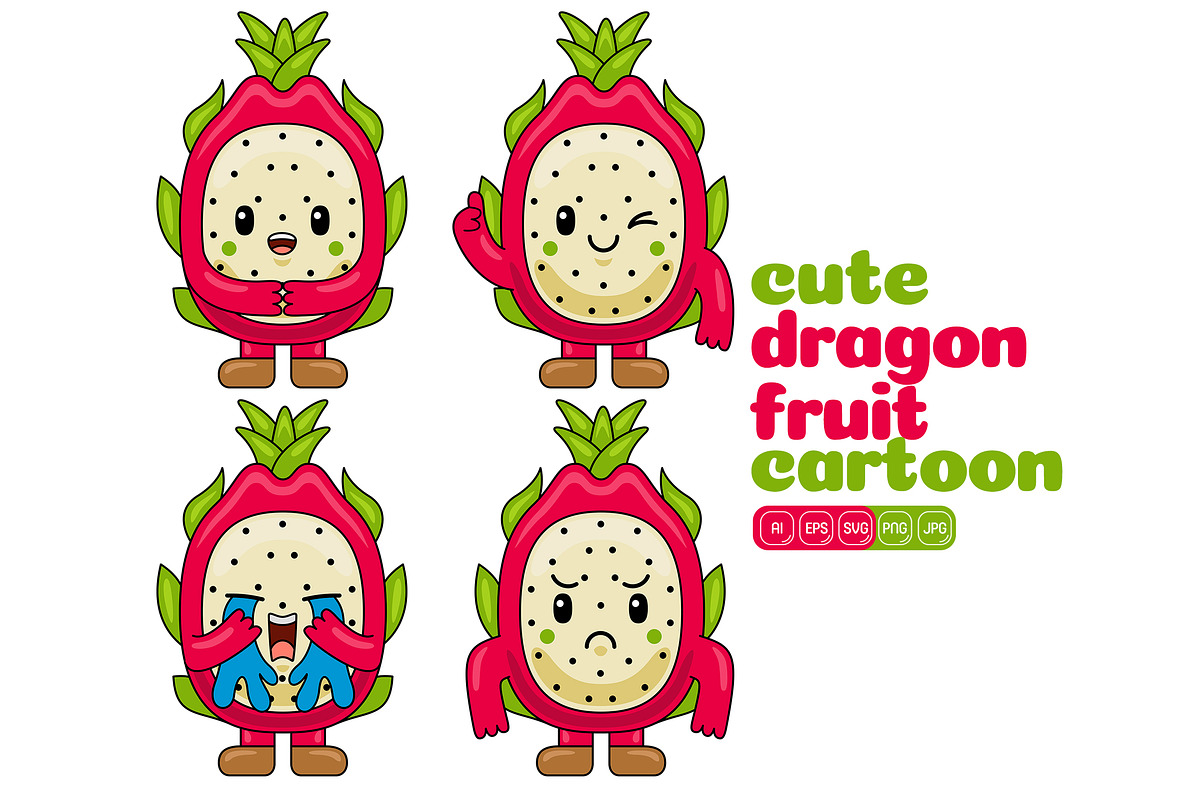 Dragon Fruit Mascot Vector Pack, a Food Illustration by MEDZ (Photo 4 of 4)