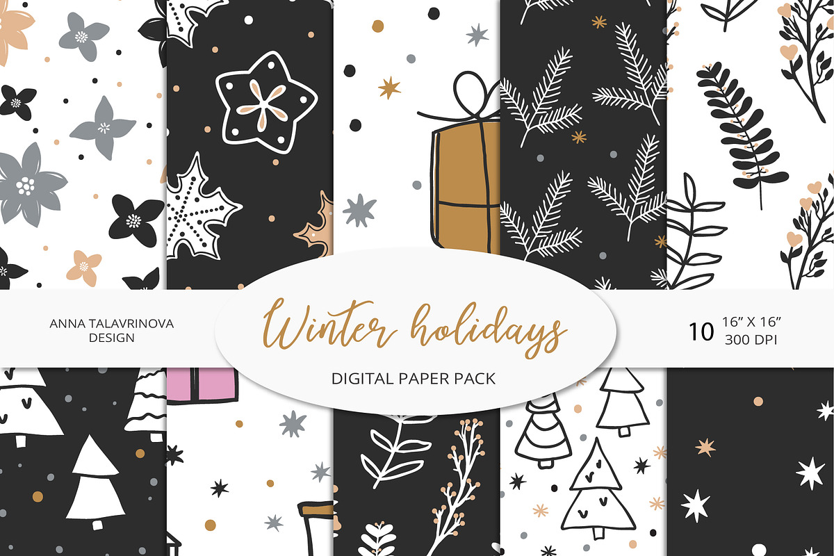 Christmas Clipart Pattern Bundle, a Background Graphic by Cozy pattern shop (Photo 17 of 23)