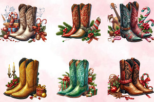 Christmas Western Cowboy Boot Sublim