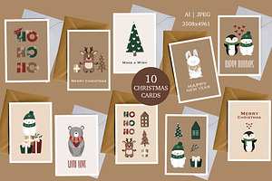 Cute Christmas Animal Pre-made Cards