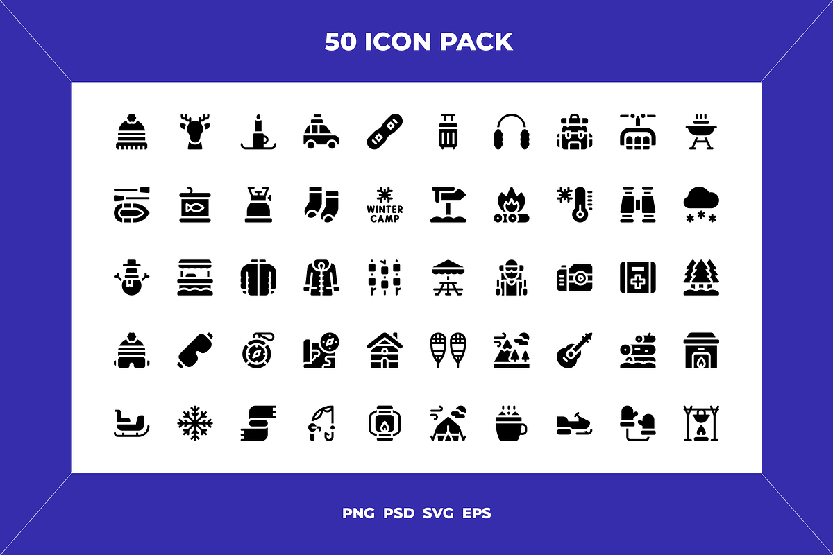 Winter camp icons, an Outline Icon by Guapoo