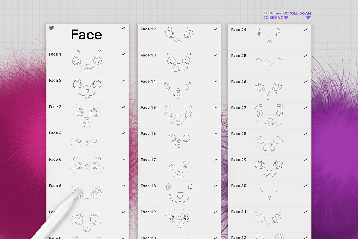 PROCREATE BABY ANIMALS PORTRAIT KIT, a Brush Add-On by AlexandraArt (Photo 7 of 13)