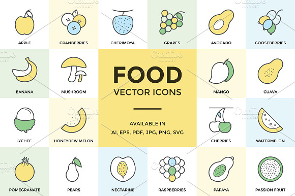100 Food Vector Icons