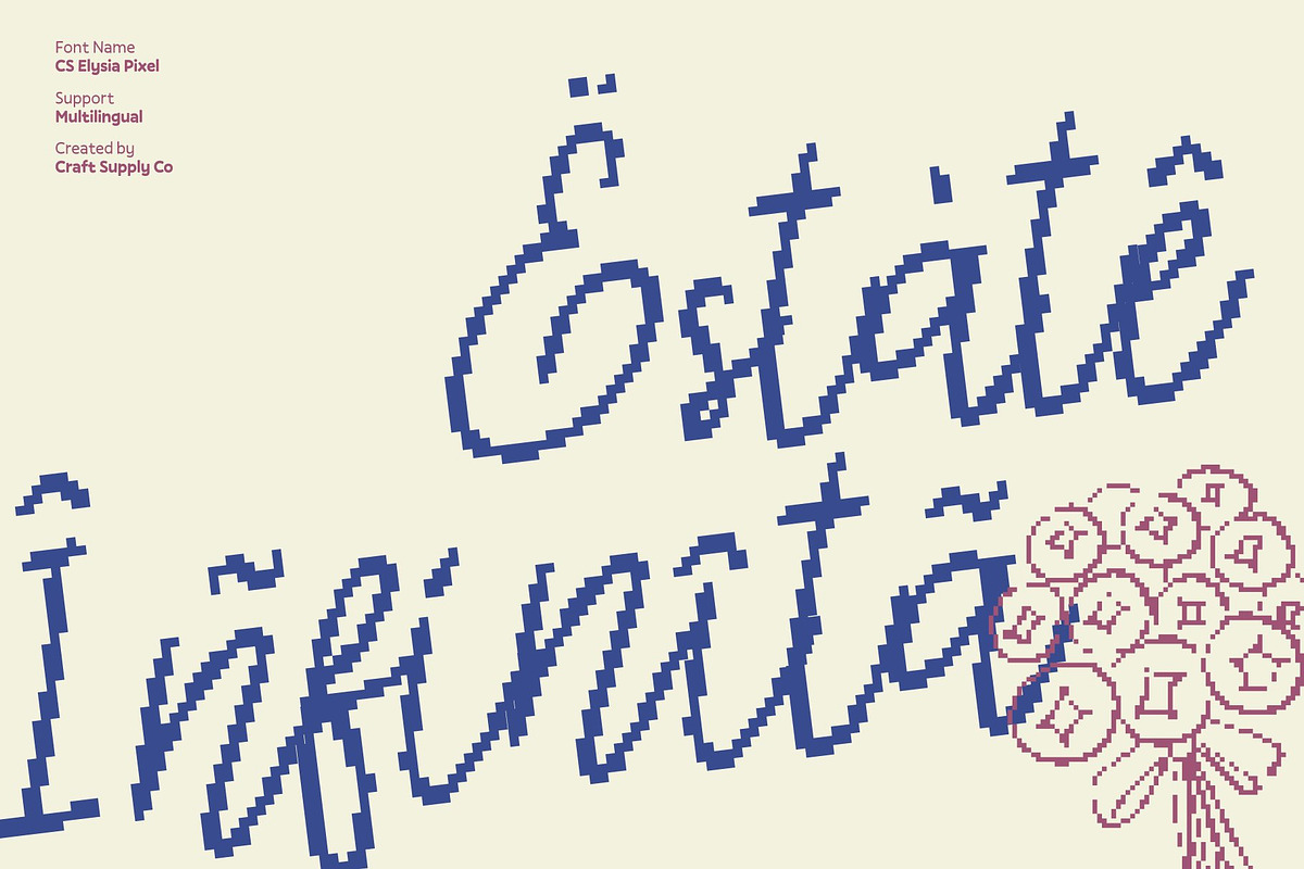 CS Elysia Pixel, a Script Font by Craft Supply Co. (Photo 6 of 8)