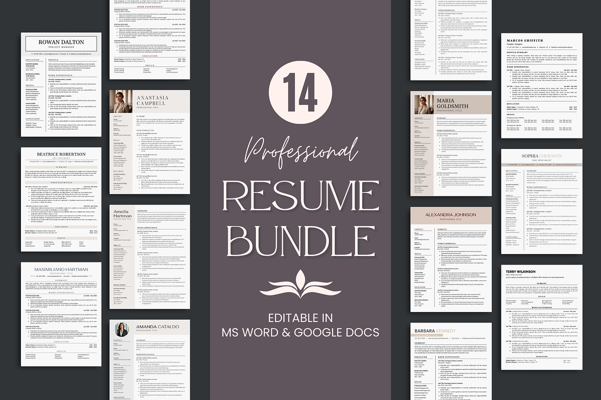 Resume Template Bundle, a Resume Template by bonadigitals (Photo 1 of 8)