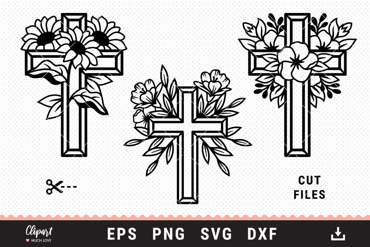Religious Flower Crosses SVG files, an Object Graphic by ClipartMuchLove (Photo 1 of 7)