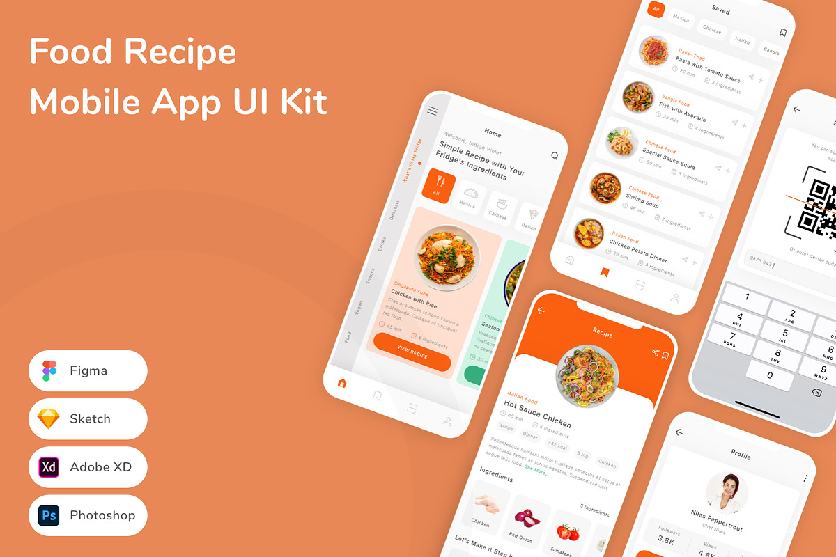 Food Recipe Mobile App UI Kit, an UI Kit Template by Betush