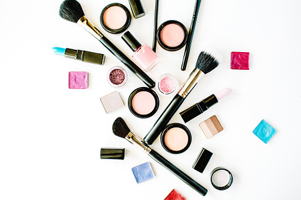 Feminine cosmetics set containing cosmetic, set, and collage, a Beauty & Fashion Photo by Floral Deco
