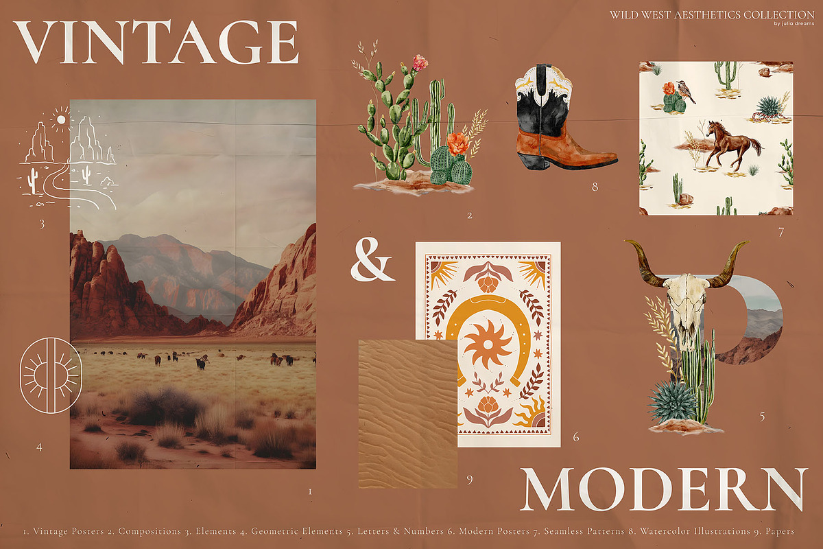 Wild West Watercolor Collection, an Object Graphic by Julia Dreams (Photo 5 of 12)