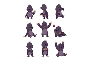 Vector set of cartoon funny moles in, an Animal Illustration by the8monkey
