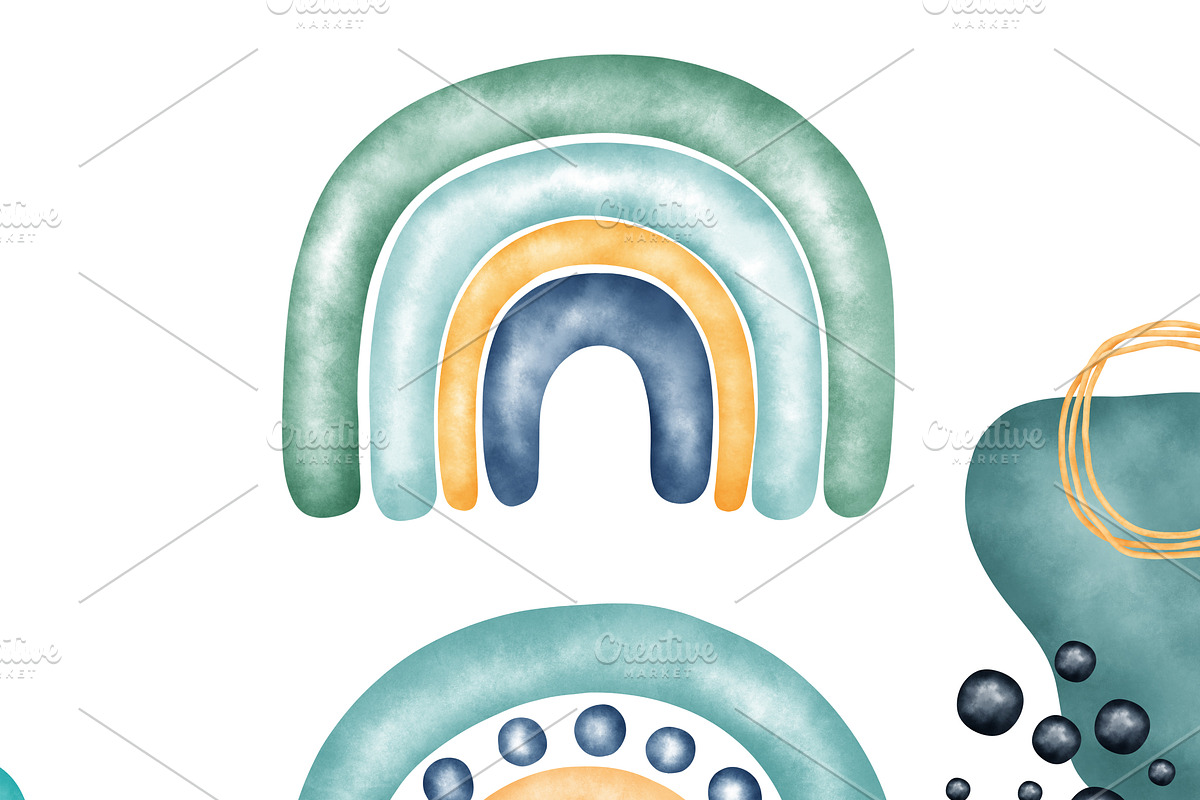 Watercolor rainbow clip art, an Illustration by Natalya_Mona_Art (Photo 5 of 9)