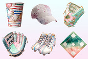 Retro Girly Baseball Clipart, a Graphic by CitraGraphics (Thumbnail 3 of 4)