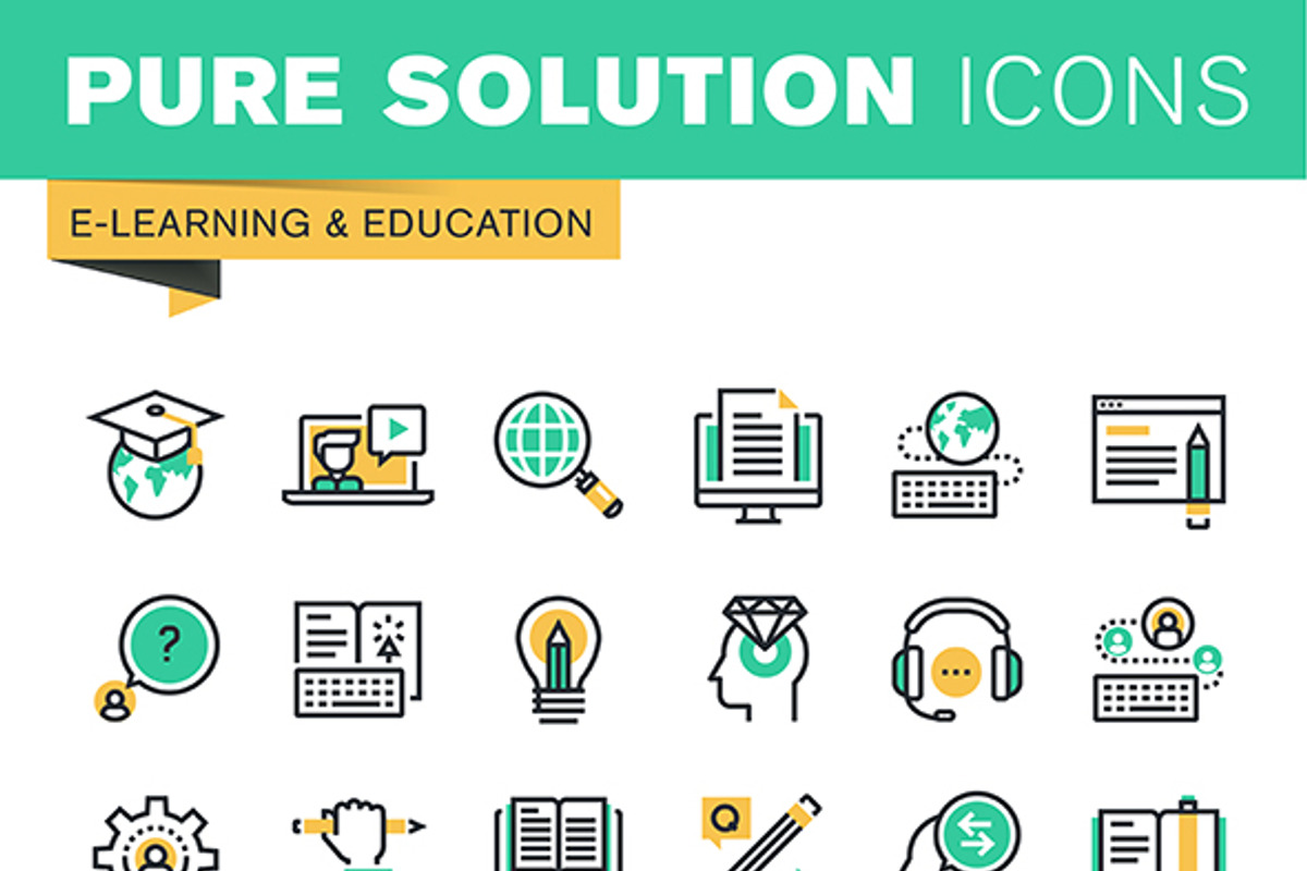 Flat Line Icons of Education preview 8