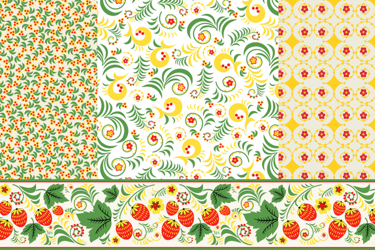 Set of patterns khokhloma, a Pattern Graphic by BondarenkoNat (Photo 2 of 4)