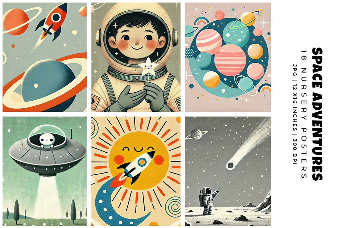 Space Adventures Posters, a Decorative Illustration by Digital Art Creations (Photo 2 of 6)