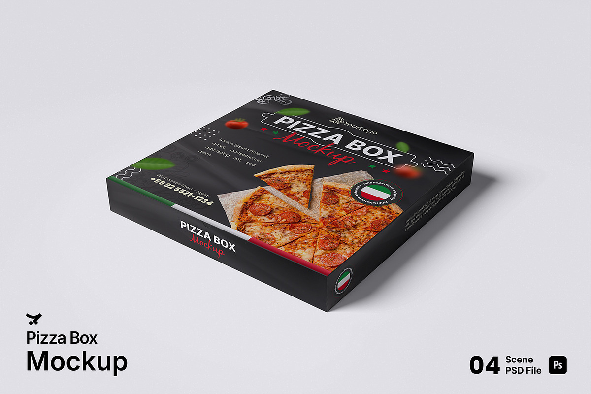 Pizza Box Mockup Bundle Set, a Packaging Mockup by Rielismee (Photo 1 of 5)