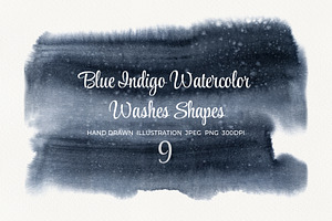 Blue Indigo Watercolor Washes Shapes