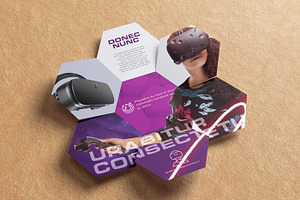 Seven Fold Hexagon Brochure Mockups