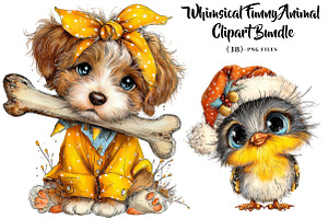 Whimsical Funny Animal Clipart, a Seasonal Illustration by CreationArt