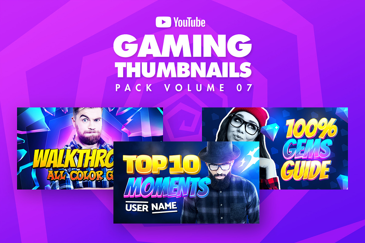 Gaming Youtube Thumbnails Pack 07, a Social Media Template by Odin_Design