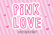 Pink Love outline font, a Handwritten Font by Fourteen Letter (Thumbnail 1 of 6)