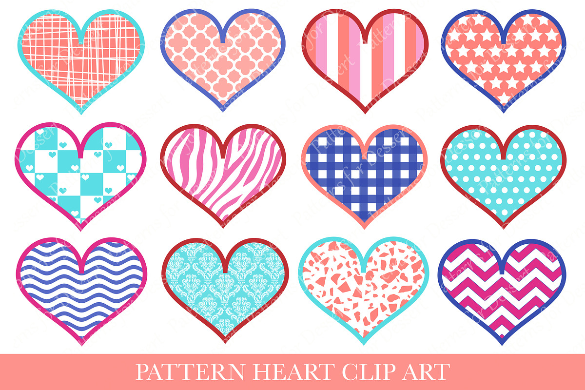 Pattern Heart Clip Art, an Object Graphic by Patterns for Dessert
