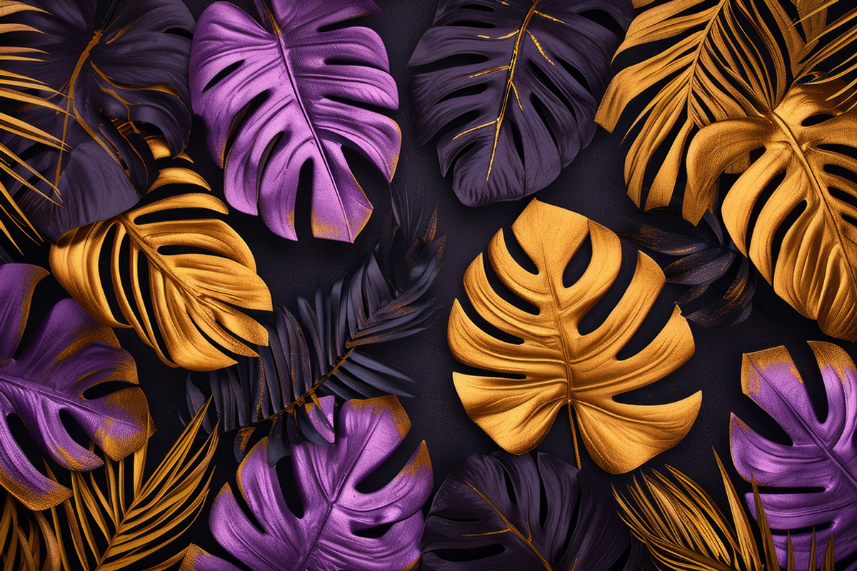 Golden tropical leaves. 42 images, a Decorative Illustration by Handmadefont (Photo 3 of 11)