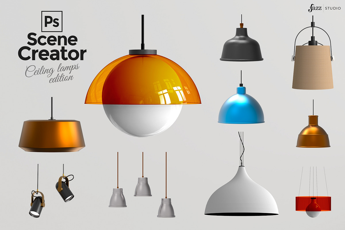 30 PSD scene creator ceiling lamps, a Household Mockup by JAZZ STUDIO (Photo 3 of 5)