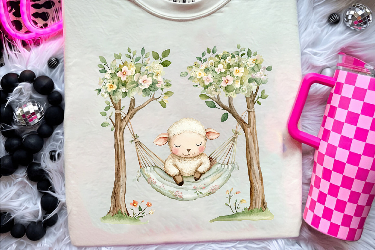 Watercolor Spring Floral Baby Lamb, an Illustration by CreationArt (Photo 5 of 9)