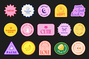 COOL Y2K STICKERS VECTOR SET, a Decorative Illustration by craftlove (Thumbnail 6 of 12)