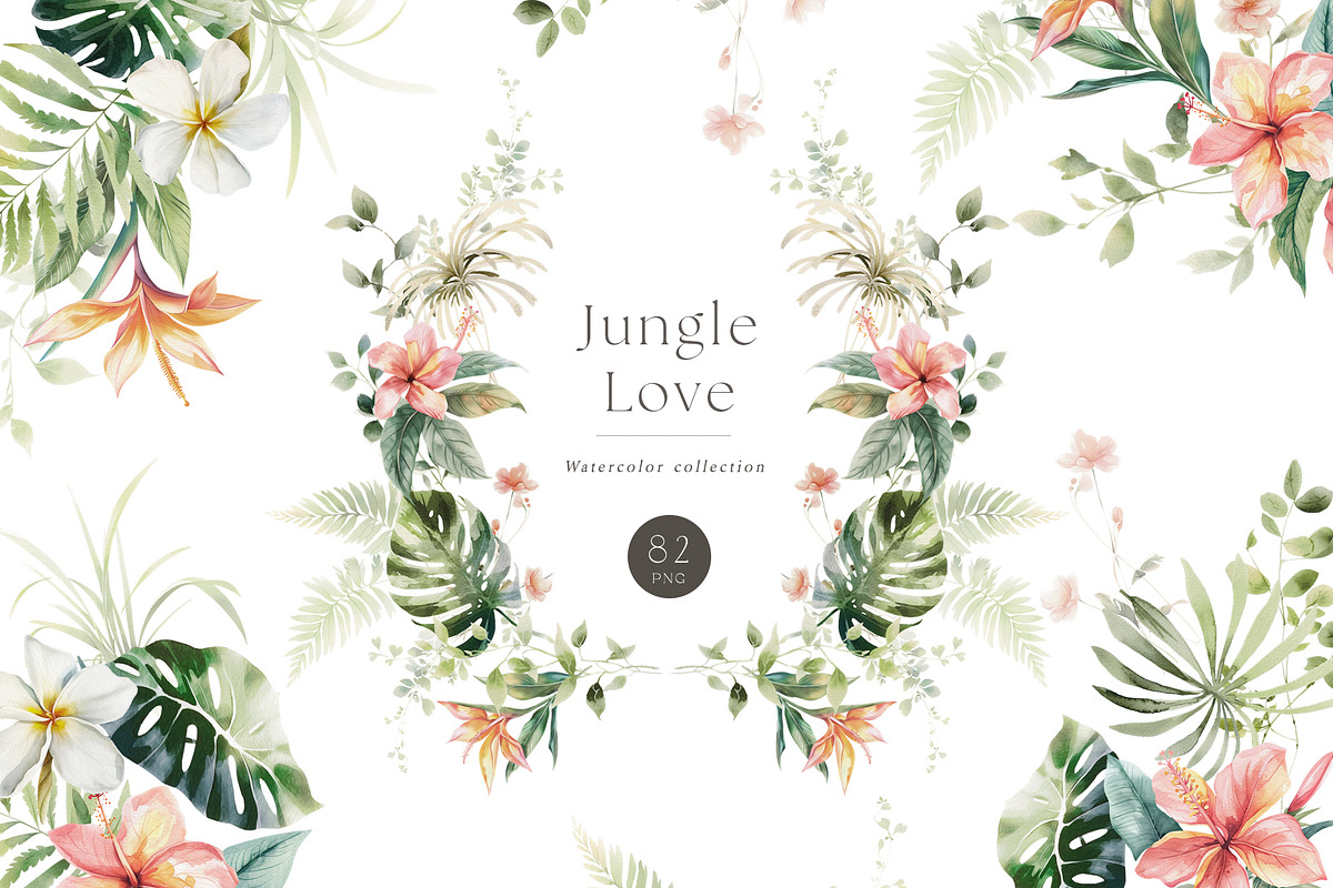 Jungle floral clipart, a Decorative Illustration by heyiamalice (Photo 1 of 10)