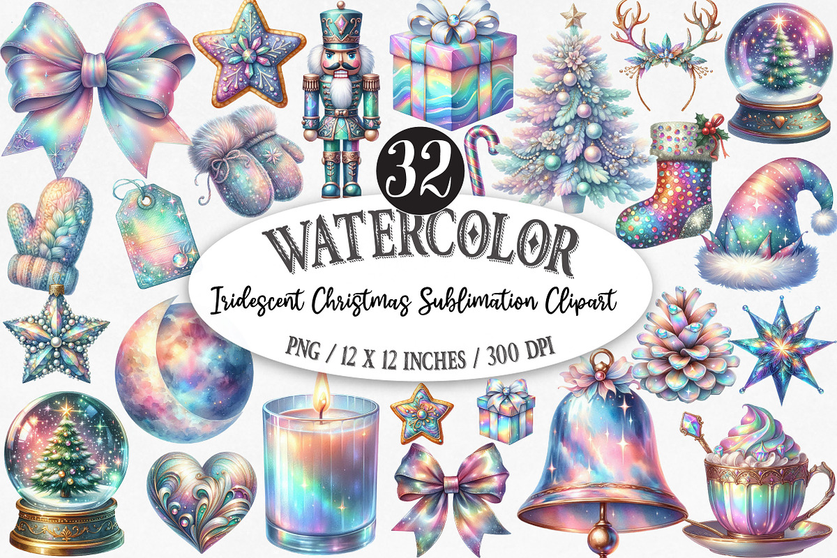 Iridescent Christmas Sublimation, an Illustration by Designking (Photo 1 of 5)
