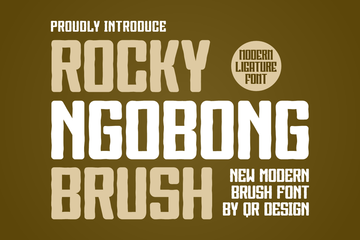 Rocky Ngobong Brush, a Handwritten Font by QR Design Studio (Photo 1 of 7)