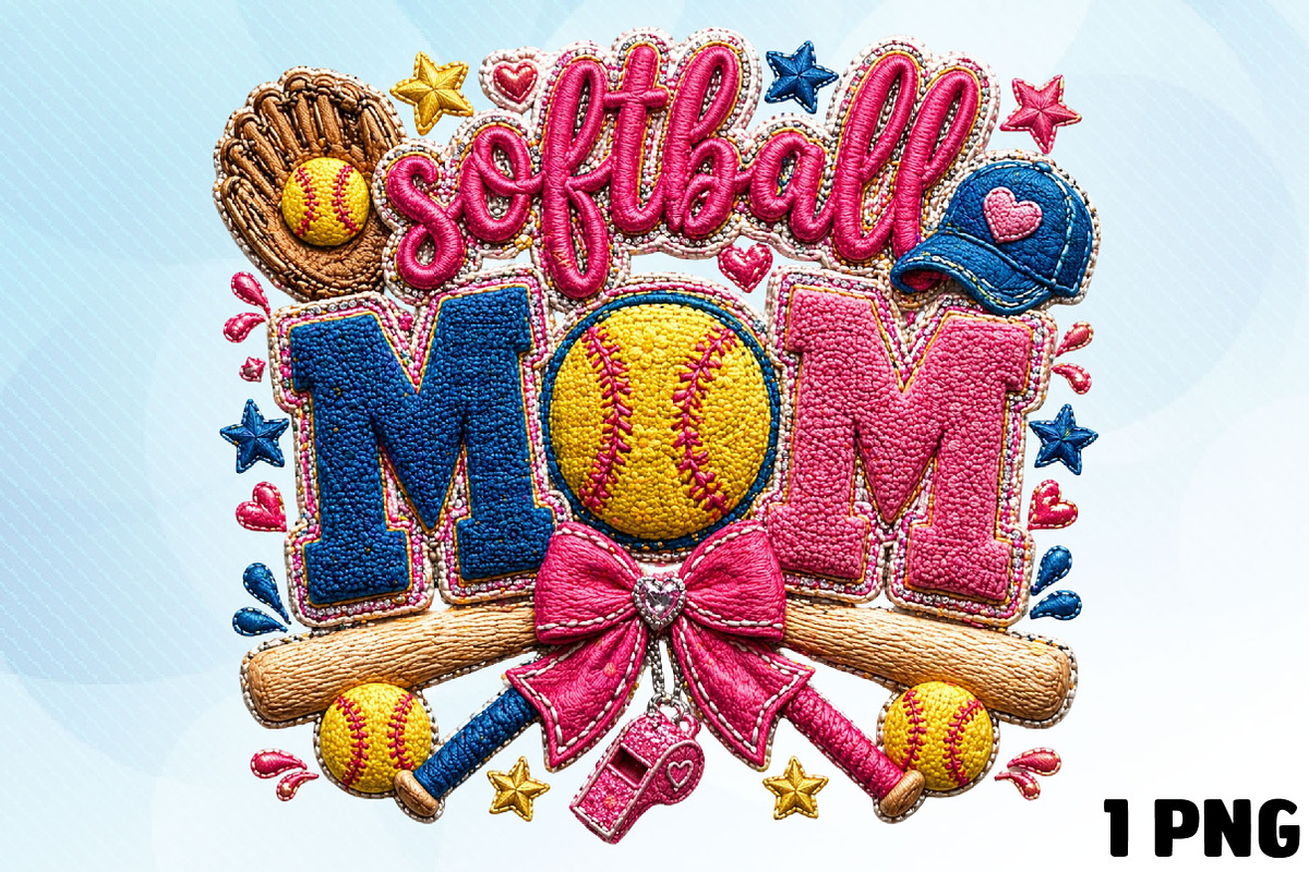 Bling Softball Mama, Coquette Mom Li, an Illustration by DreamCafeArt (Photo 1 of 5)