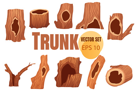 Set of variation brown tree hollow, an Object Illustration by Alfmaler