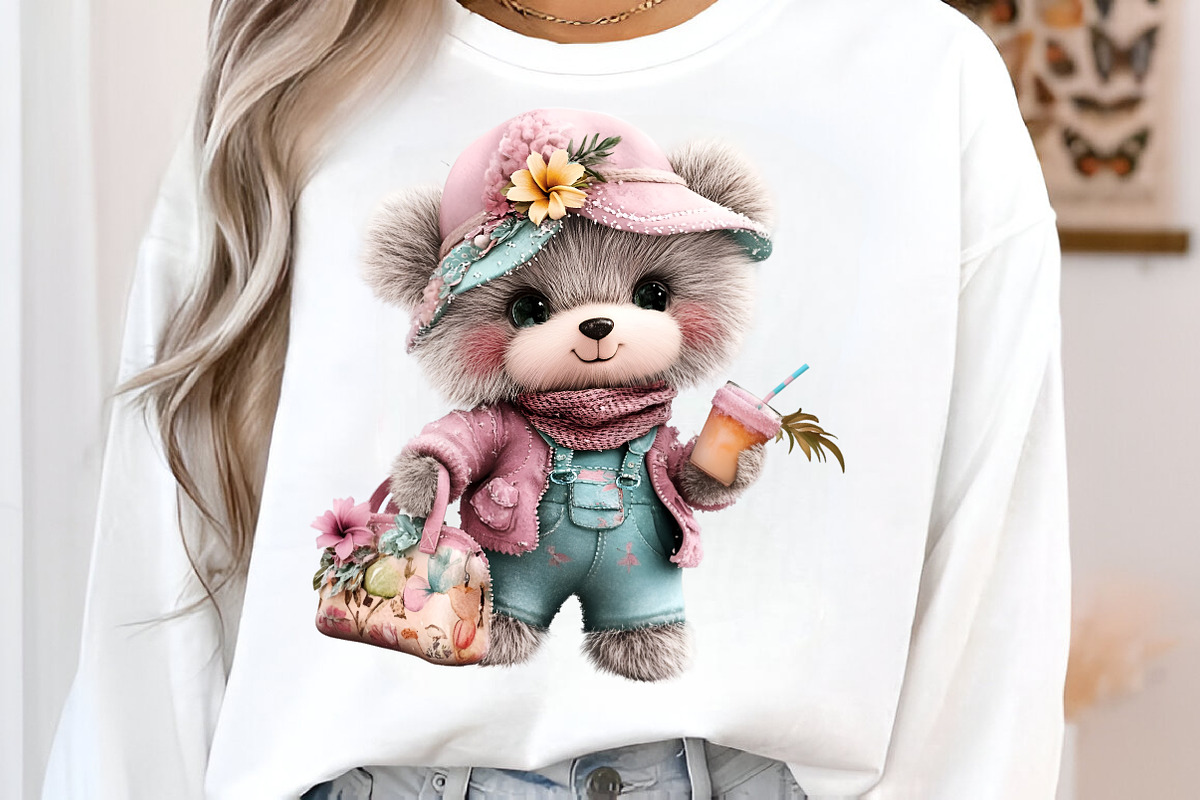 Whimsical summer teddy bear clipart, an Illustration by SinaCreation (Photo 4 of 9)