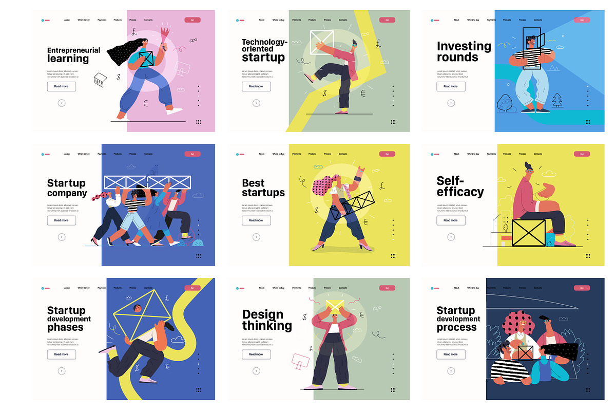 Startups flat vector illustrations, a Templates & Theme by Grivina's shop (Photo 28 of 45)