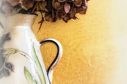 detail of vase with dried hydrangeas, an Arts & Entertainment Photo by Davizro's Market