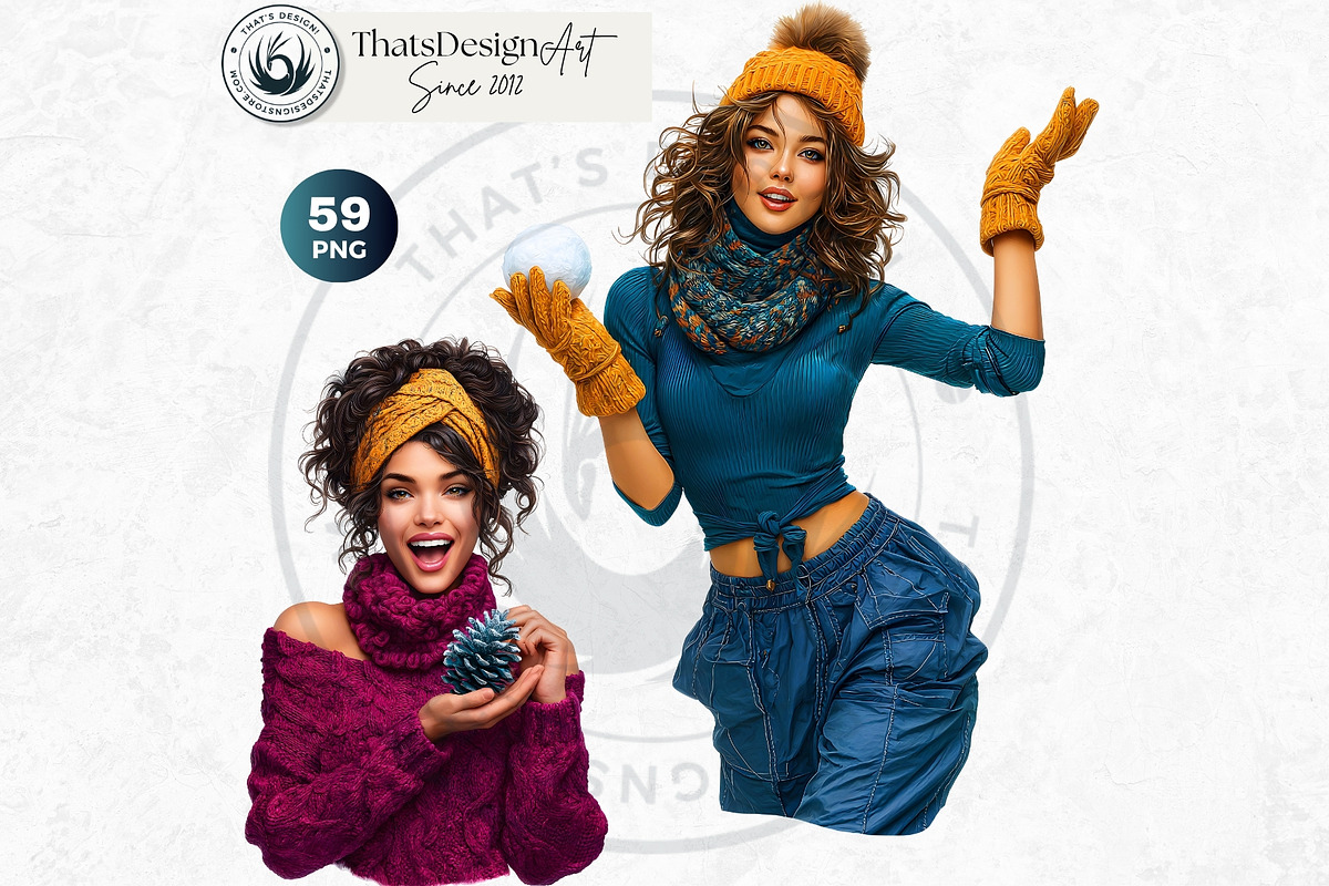 Modern Winter girls cliparts, a Seasonal Illustration by ThatsDesignArt (Photo 18 of 18)