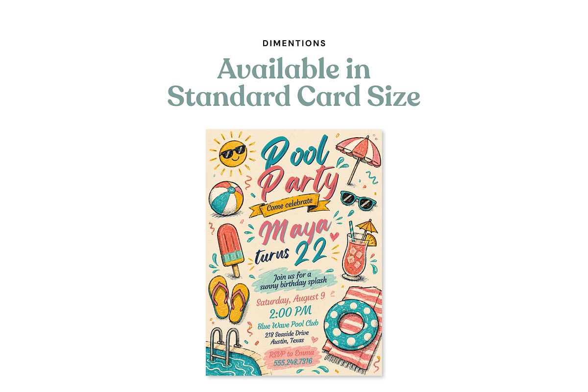 Pool Party Birthday Invitation, an Invitation Template by heynomi (Photo 16 of 19)