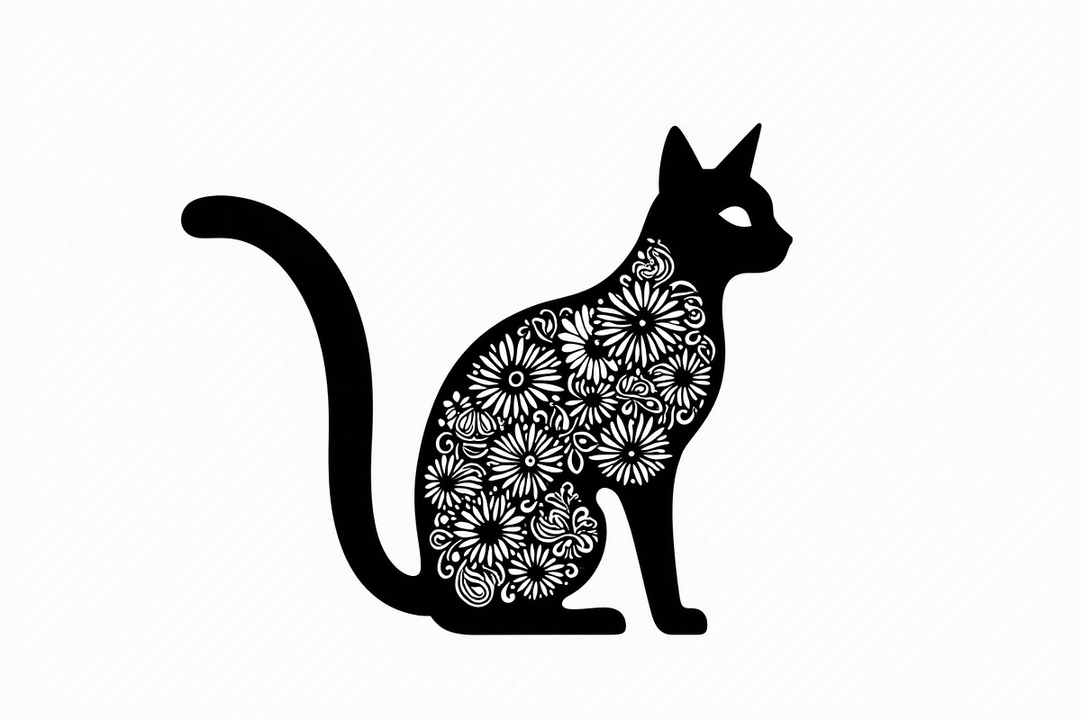 Ornate Cat Mandala Silhouette Design, an Illustration by Creativeshirt (Photo 13 of 13)
