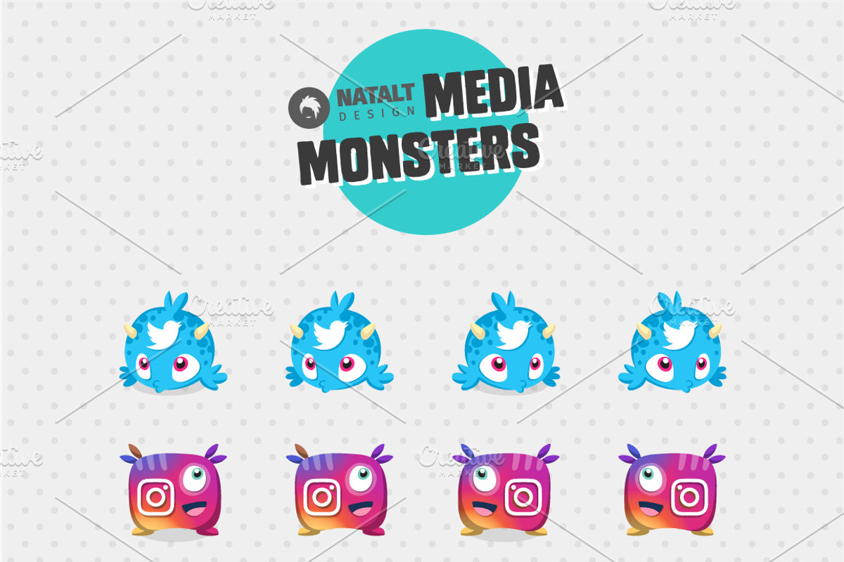 Media Monsters Social Media Icon Set, an Icon by NatBurger (Photo 2 of 2)