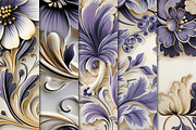 Purple & Gold Floral Patterns, a Pattern Graphic by Maishop (Thumbnail 3 of 3)