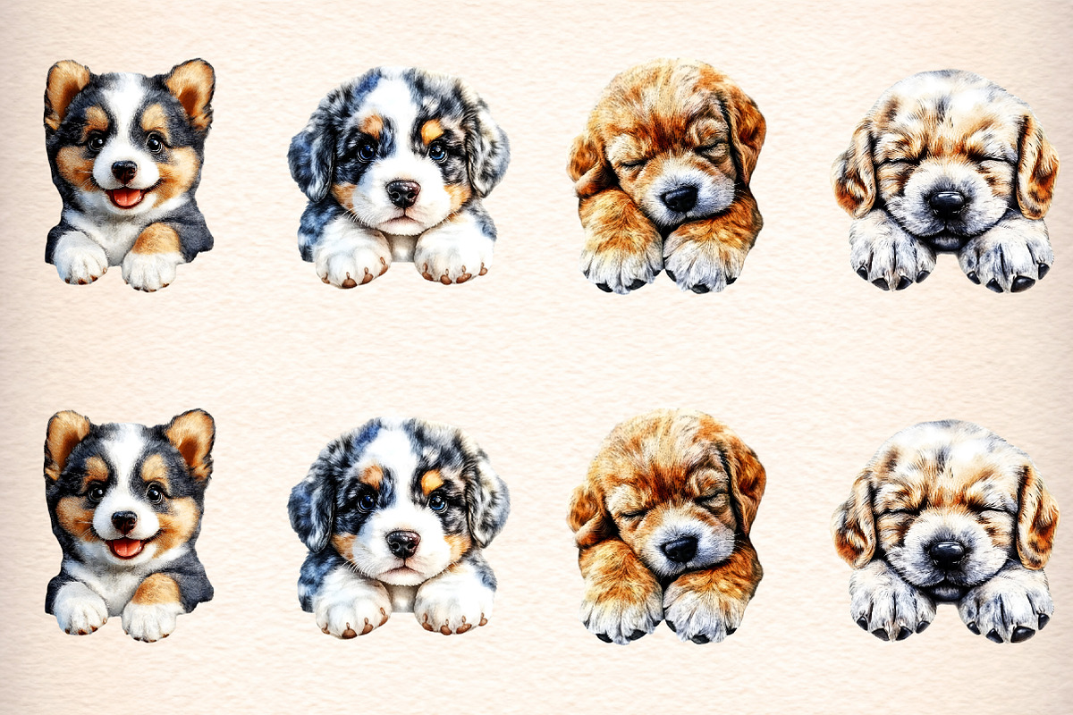 watercolor funny peeking dogs clipar, an Illustration by GatewayDesign (Photo 2 of 9)