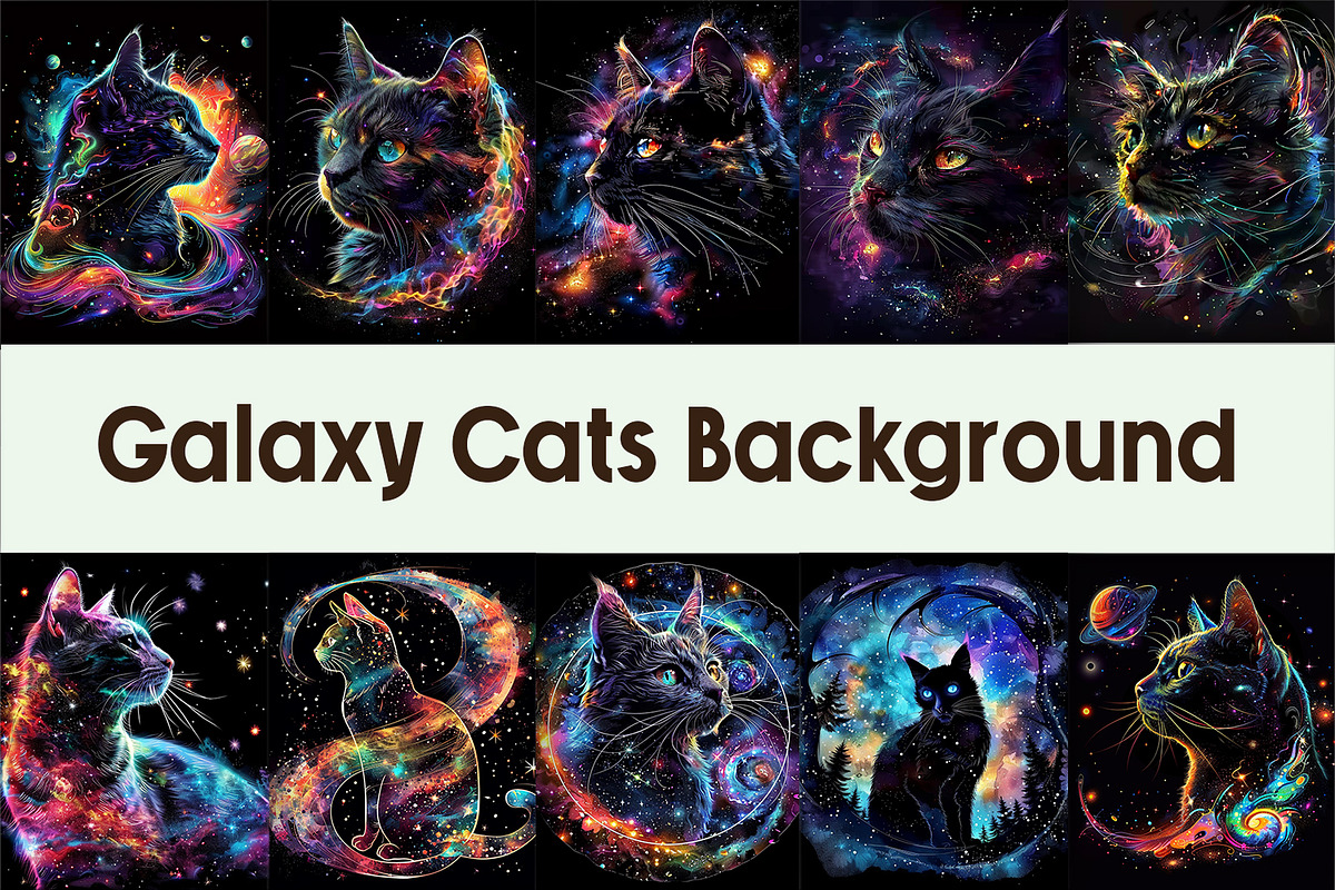 Galaxy Cats Background, a Background Graphic by AdriOP
