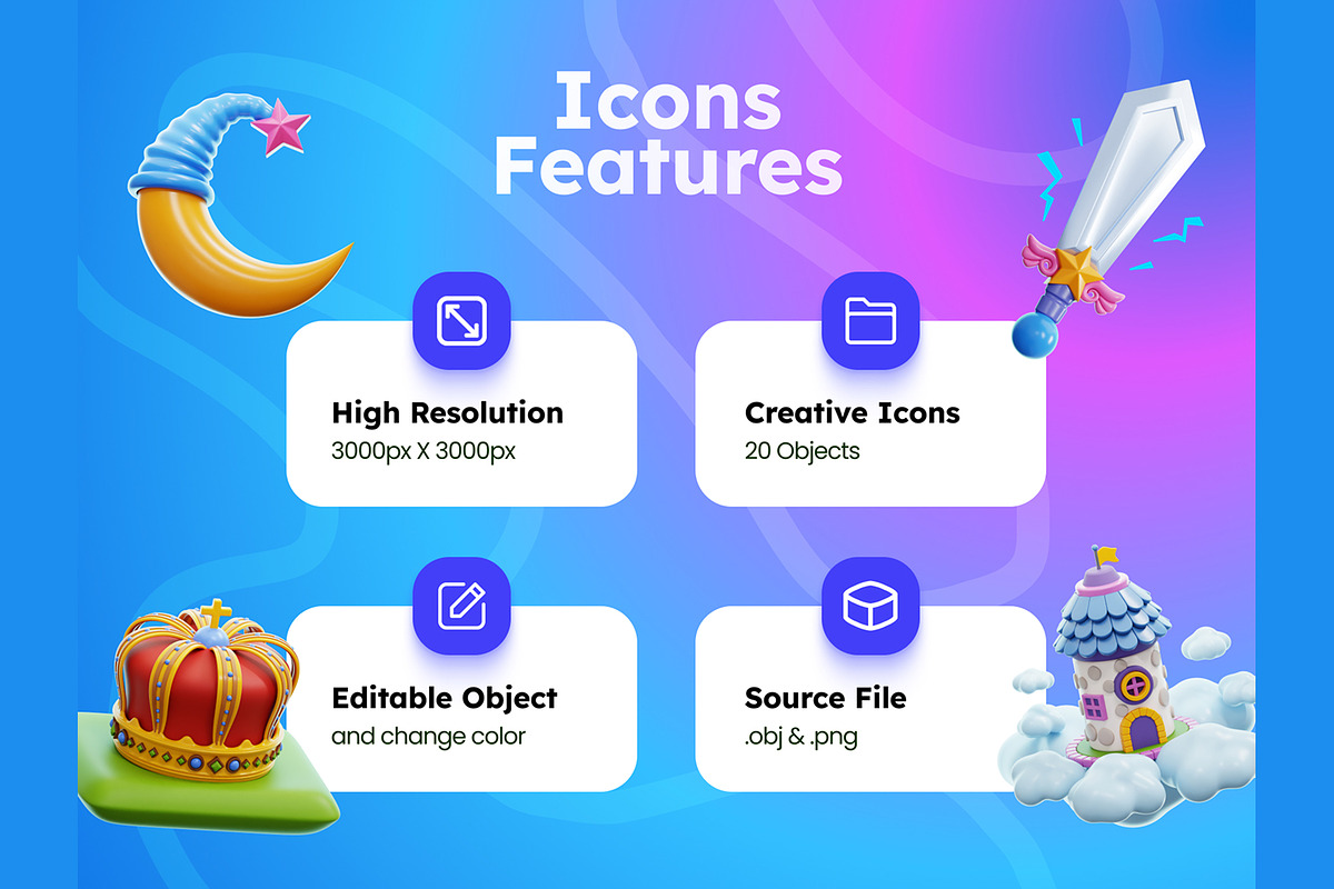 Fairytale 3D Icons, an Object 3D Model by Rakata Studio (Photo 2 of 7)