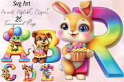 Cute Animal Alphabet Clipart Bundle, an Illustration by SVGArt (Thumbnail 1 of 9)