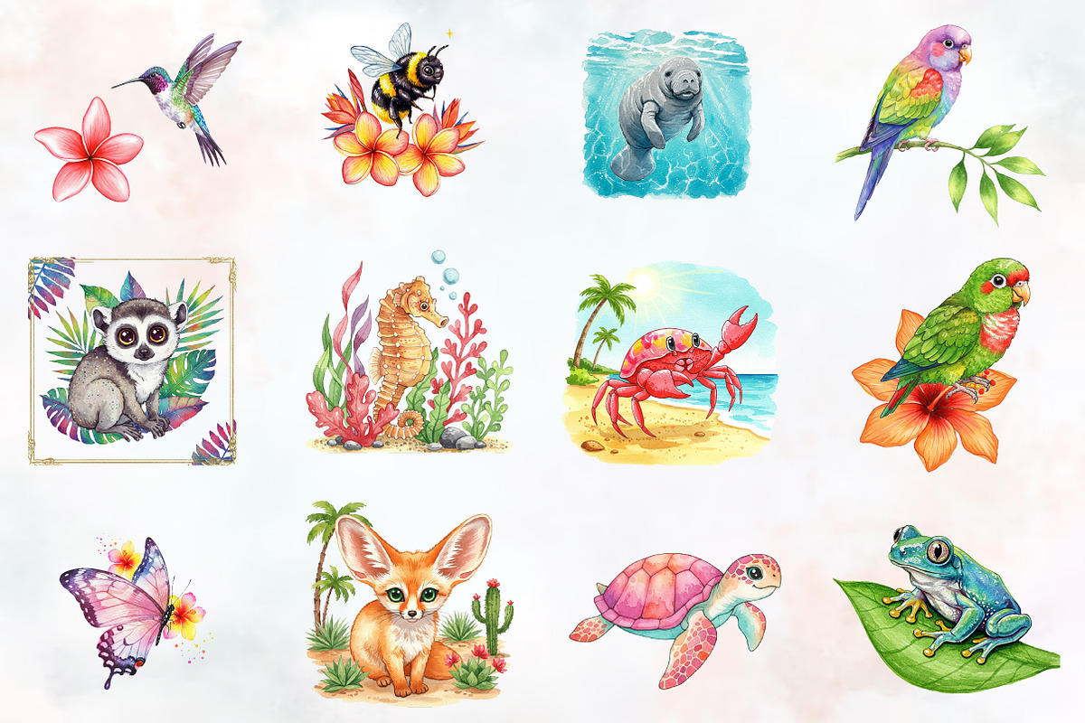 Cute Tropical Animal Friends, an Illustration by RobertsArt (Photo 3 of 7)