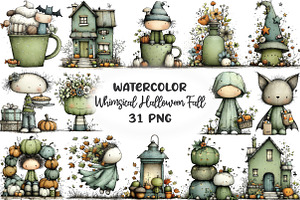 Whimsical Halloween Fall Clipart, an Illustration by CraftArtStudio